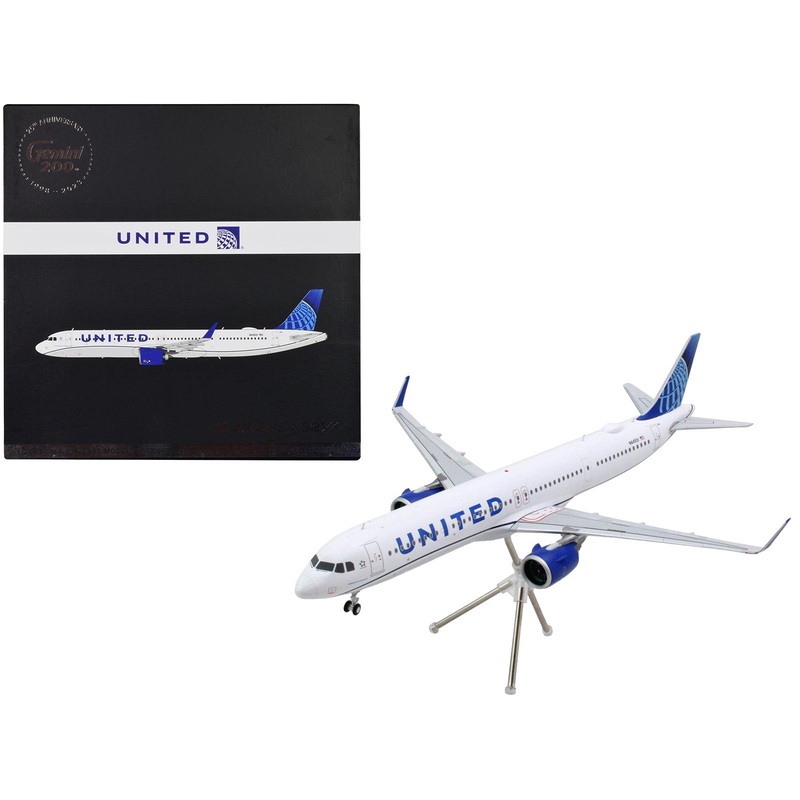 Airbus A321neo Commercial Aircraft “United Airlines” (N44501) White with Blue Tail “Gemini 200” Series 1/200 Diecast Model Airplane by GeminiJets