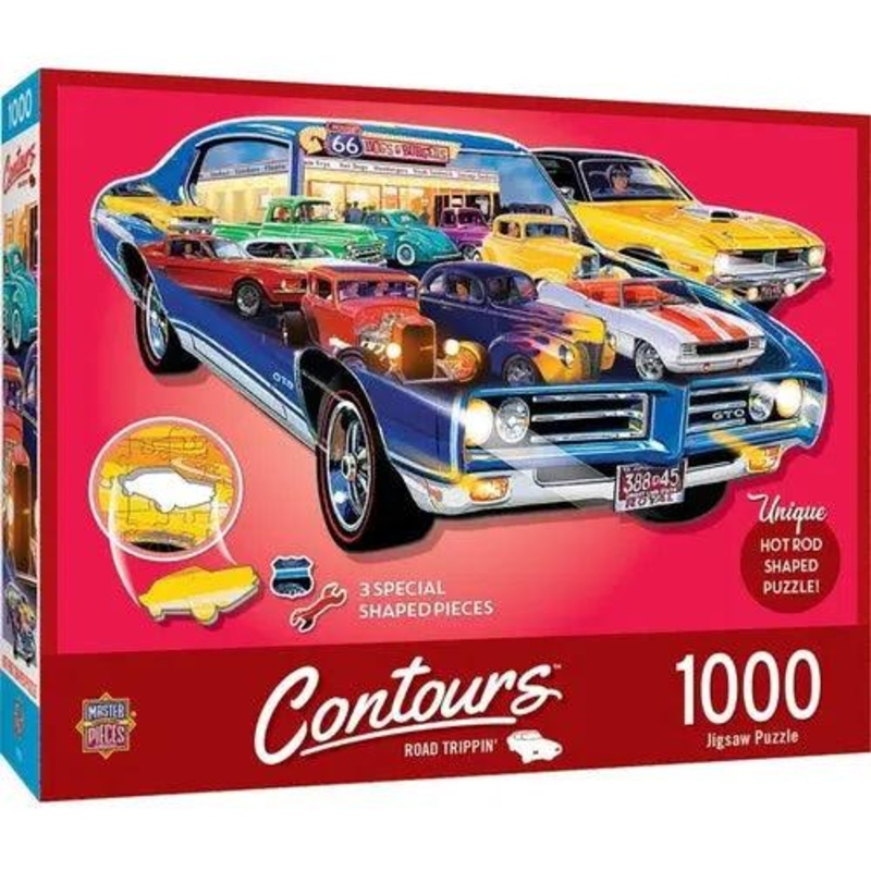 CONTOURS – ROAD TRIPPIN – 1000 PIECE SHAPED JIGSAW PUZZLE