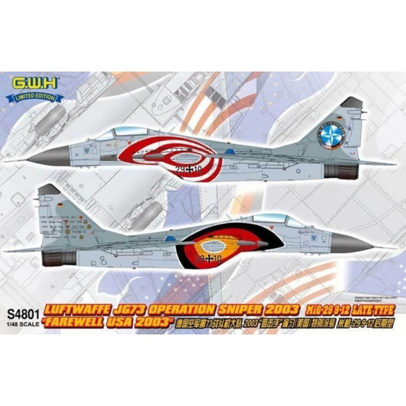 Great Wall Hobby – 1/48 Mig-29 9-12 Late Type Luftwaffe JG.73 Operation Sniper 2003