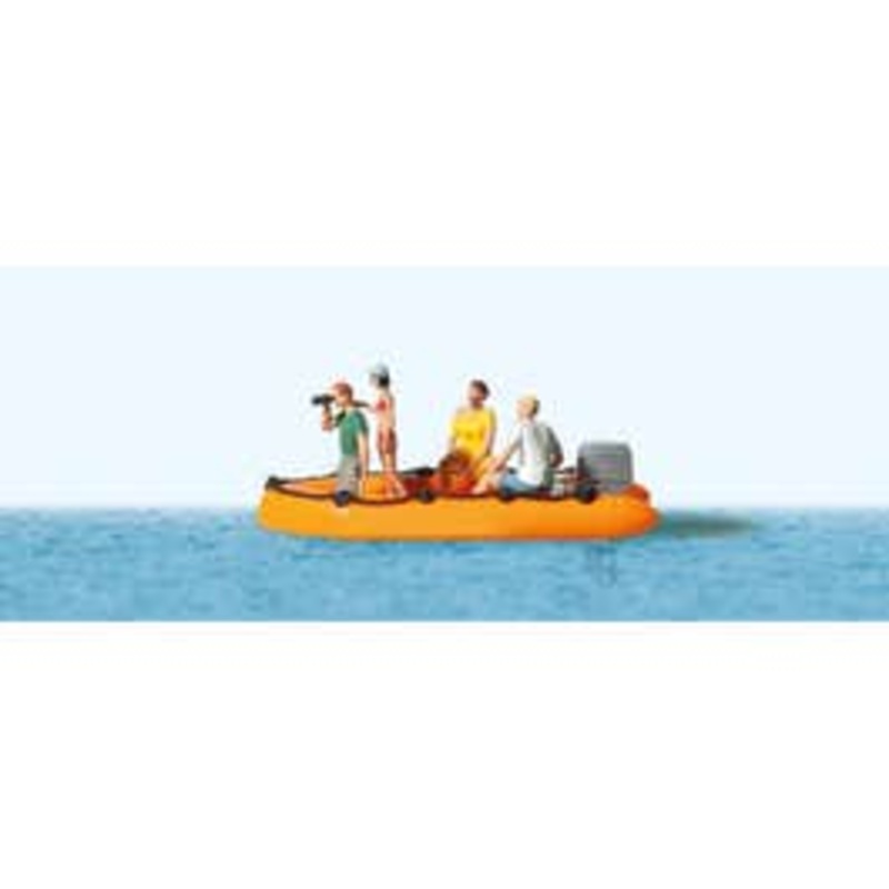 Preiser 10764  HO Family in Rubber Boat