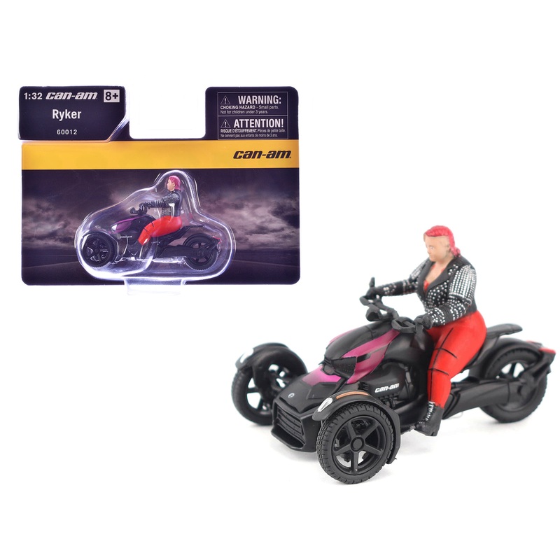 Can-Am Ryker 3-Wheel Motorcycle Pink Punk and Black with Driver Figure 1/32 Diecast Model by BRP Models