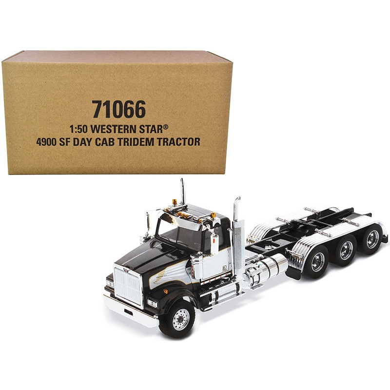 Western Star 4900 SF Tridem Day Cab Truck Tractor Black “Transport Series” 1/50 Diecast Model by Diecast Masters