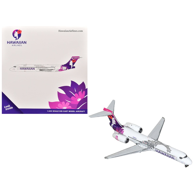 Boeing 717-200 Commercial Aircraft “Hawaiian Airlines” (N492HA) White with Purple Graphics 1/400 Diecast Model Airplane by GeminiJets