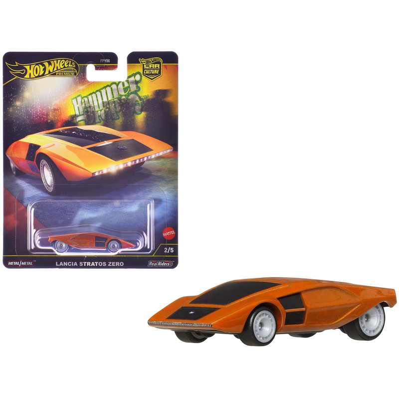 Lancia Stratos Zero Concept Car Orange Metallic “Hammer Drop” Series Diecast Model Car by Hot Wheels