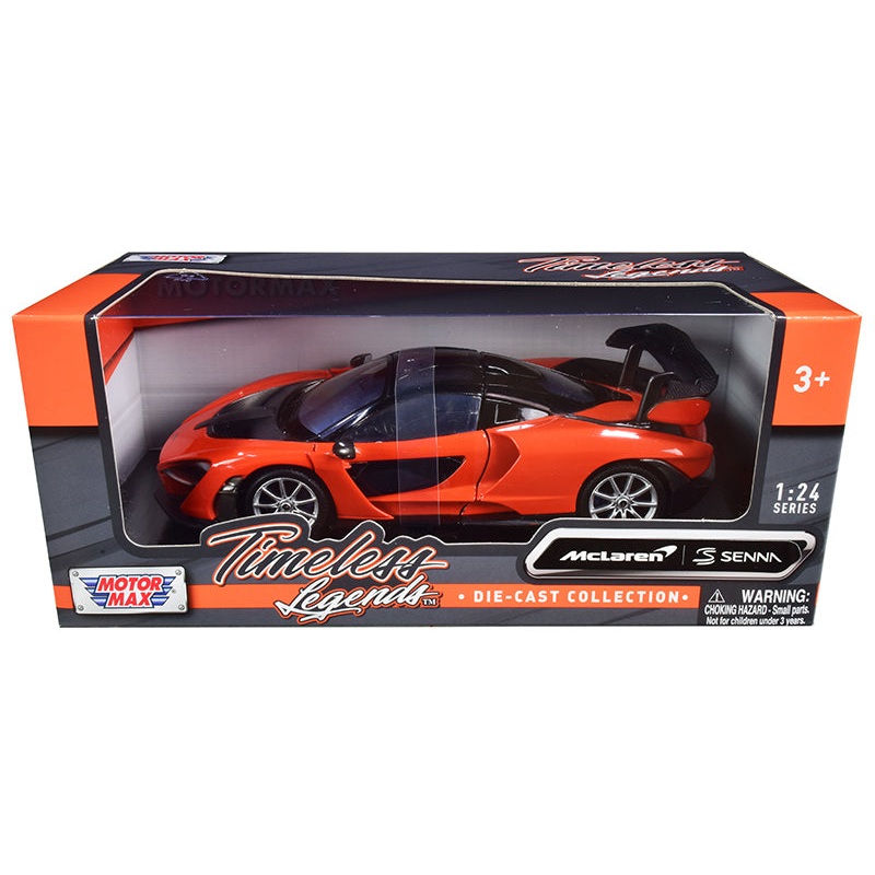 McLaren Senna Orange Metallic and Black “Timeless Legends” 1/24 Diecast Model Car by Motormax