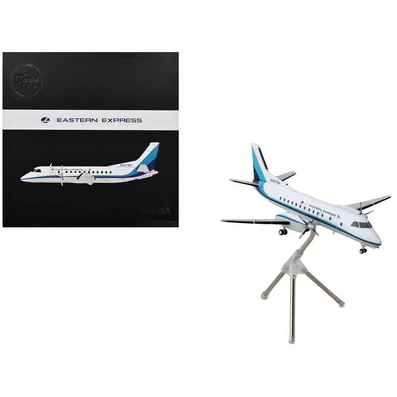 Saab 340A Commercial Aircraft “Eastern Express/Bar Harbor” (N407BH) White with Blue Stripes “Gemini 200” Series 1/200 Diecast Model Airplane by GeminiJets