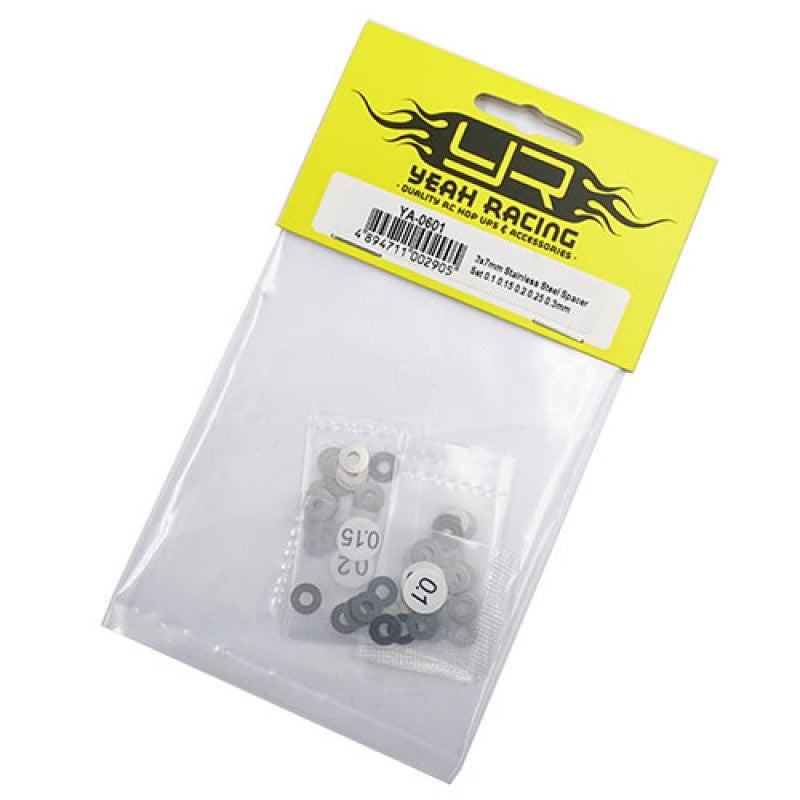 Yeah Racing – 4x6mm Stainless Spacer Set 0.1 – 0.2 – 0.3mm (Shims)