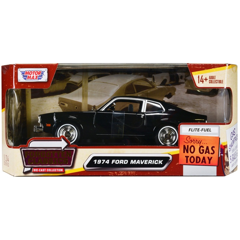 1974 Ford Maverick Black “Forgotten Classics” Series 1/24 Diecast Model Car by Motormax