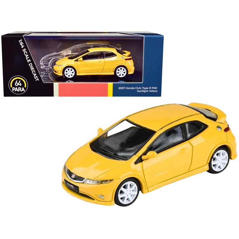 2007 Honda Civic Type R FN2 Sunlight Yellow 1/64 Diecast Model Car by Paragon Models