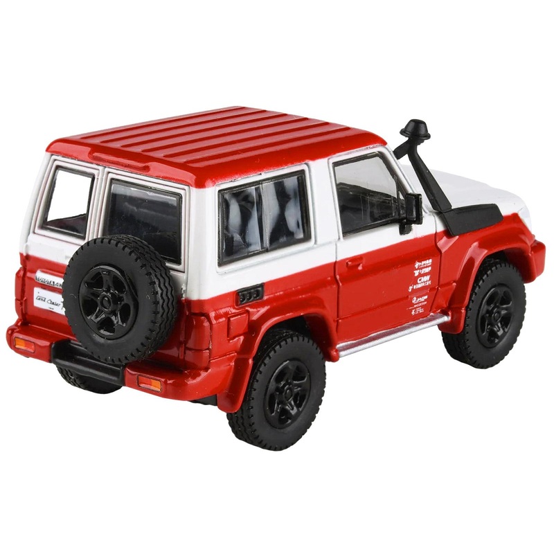 2014 Toyota Land Cruiser 71 SWB (Short Wheel Base) Red and White “2023 Auto Salon” 1/64 Diecast Model Car by Paragon Models