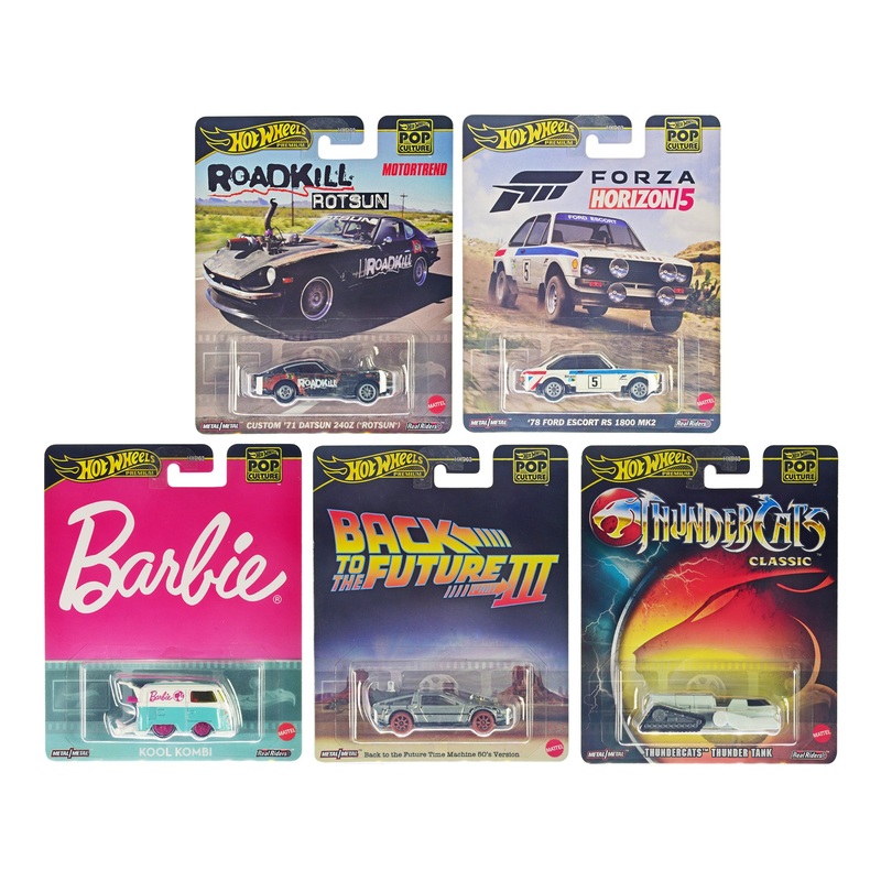 “Pop Culture 2024” 5 piece Set A “Premium Series” Diecast Model Cars by Hot Wheels