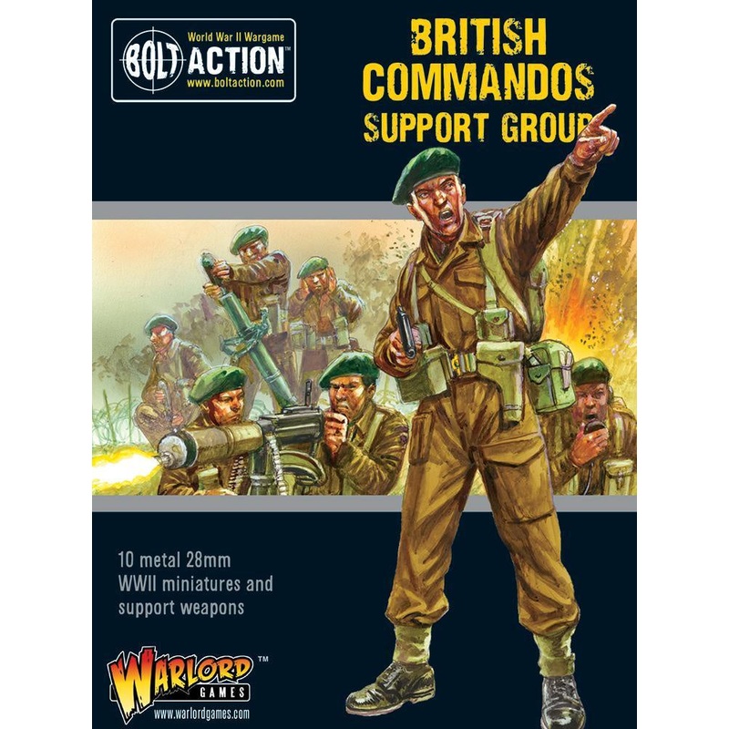 Warlord – Bolt Action: Commandos Support Group (HQ Mortar & MMG) (Metal)