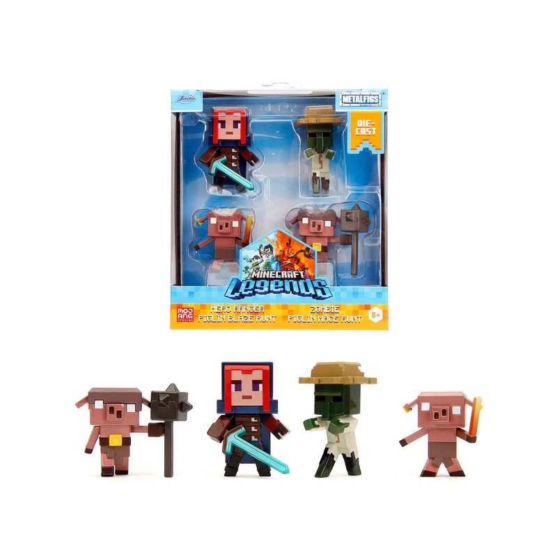 Set of 4 Diecast Figures “Minecraft Legends” Video Game “Metalfigs” Series Diecast Models by Jada