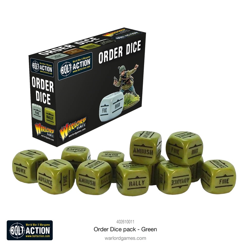 Warlord – Bolt Action Orders Dice – Green (12 Boxed)