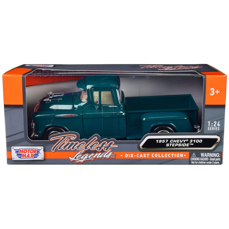 1957 Chevrolet 3100 Stepside Pickup Truck Teal Metallic “Timeless Legends” Series 1/24 Diecast Model Car by Motormax