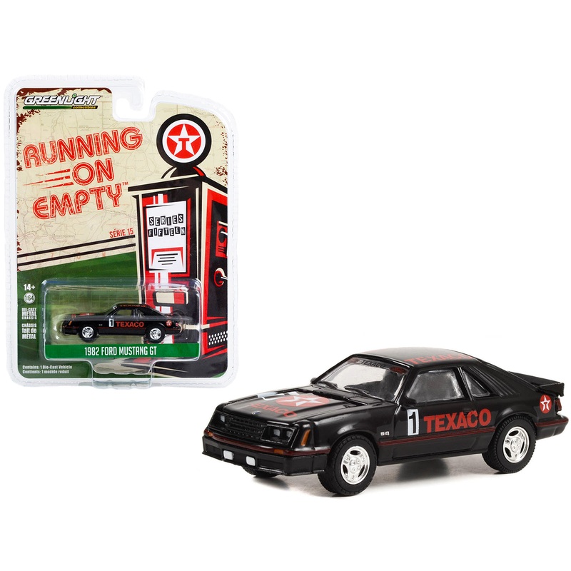 1982 Ford Mustang GT #1 Black “Texaco” “Running on Empty” Series 15 1/64 Diecast Model Car by Greenlight