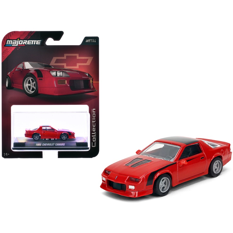 1985 Chevrolet Camaro Red with Black Top and Stripes “Collection” Series 1/64 Diecast Model Car by Majorette