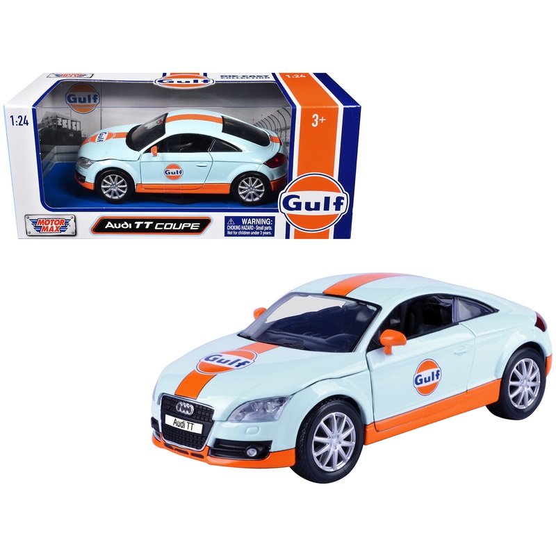 Audi TT Coupe “Gulf Oil” Light Blue with Orange Stripes “Gulf Die-Cast Collection” 1/24 Diecast Model Car by Motormax