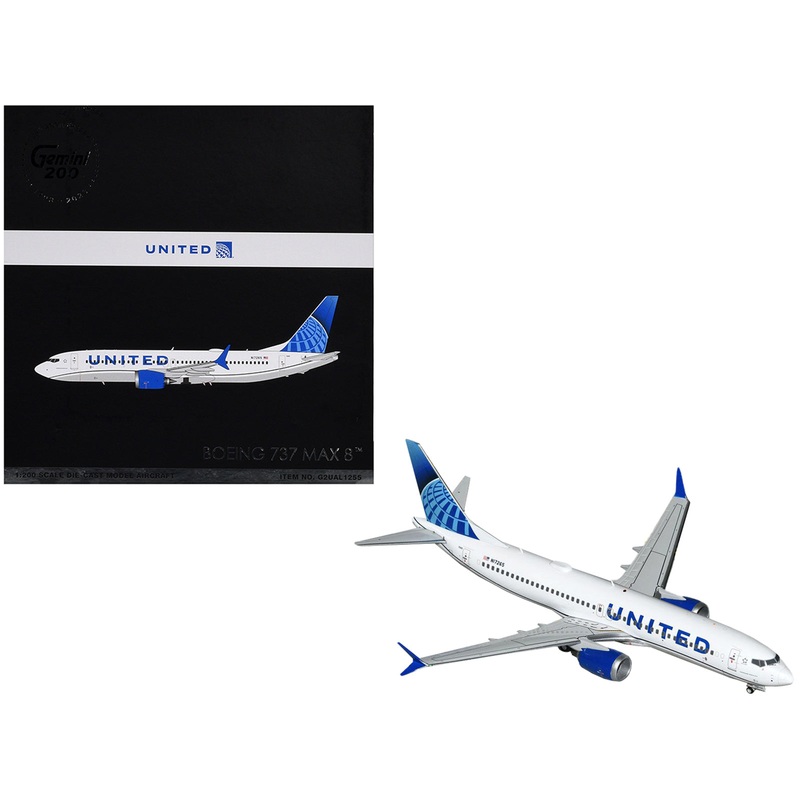 Boeing 737 MAX 8 Commercial Aircraft “United Airlines” (N17265) White with Blue Tail “Gemini 200” Series 1/200 Diecast Model Airplane by GeminiJets