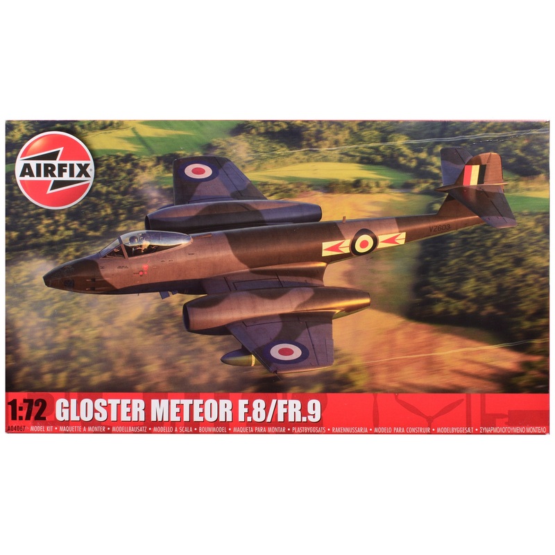 Level 2 Model Kit Gloster Meteor F.8/FR.9 Fighter Aircraft with 2 Scheme Options 1/72 Plastic Model Kit by Airfix