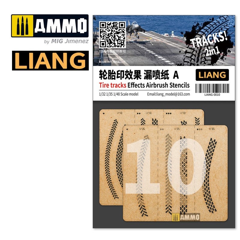 LIANG – Tire Tracks Effects Airbrush Stencils A