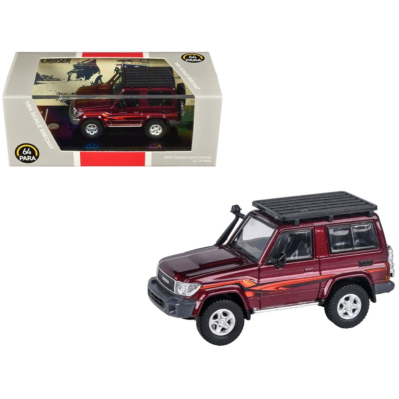 2014 Toyota Land Cruiser LC 71 Red Metallic with Graphics 1/64 Diecast Model Car by Paragon Models