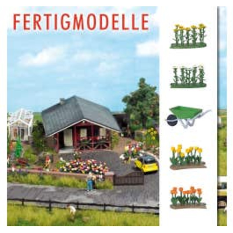 Busch 1231  HO Tulips and daisies, fully assembled