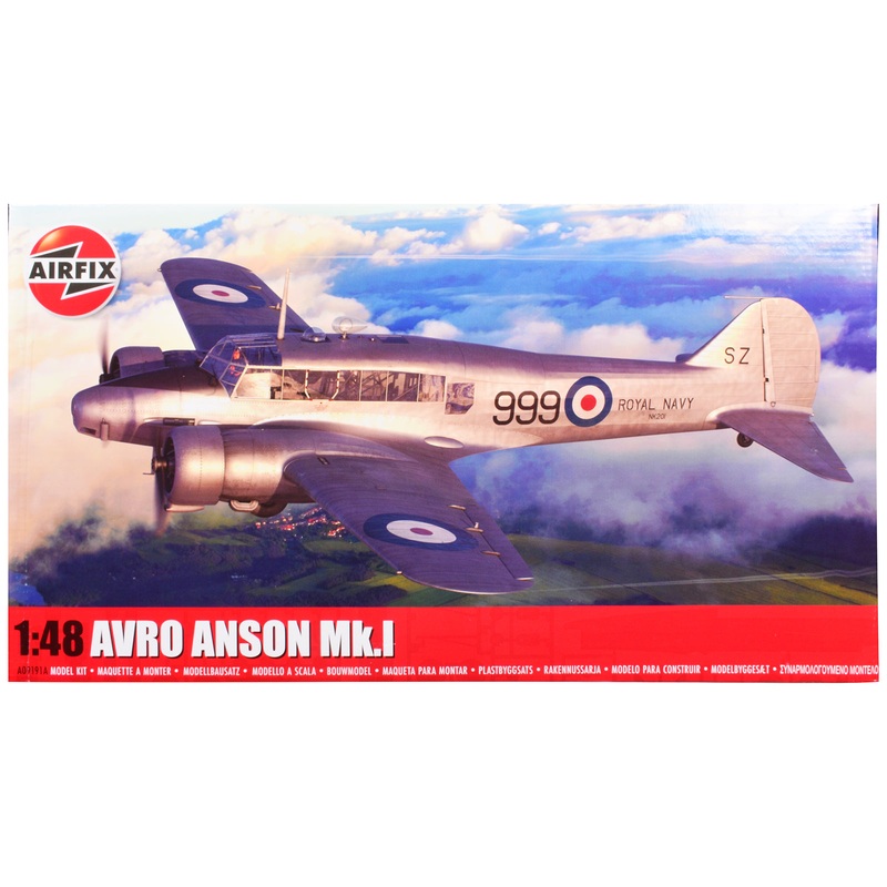 Level 3 Model Kit Avro Anson Mk.I Aircraft with 3 Scheme Options 1/48 Plastic Model Kit by Airfix
