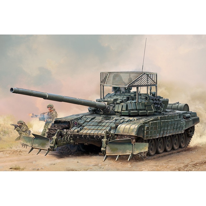 Trumpeter – 1/35 T-72B1 with KMT-6 & Grating Armour
