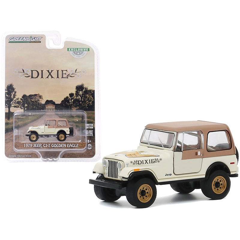 1979 Jeep CJ-7 Golden Eagle “Dixie” Cream with Brown Top “Hobby Exclusive” 1/64 Diecast Model Car by Greenlight