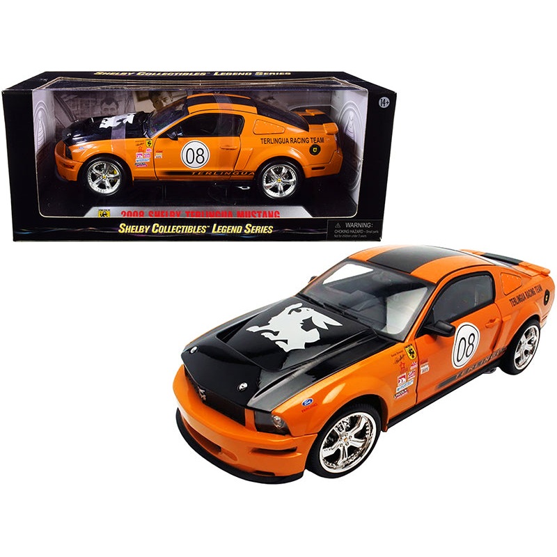 2008 Ford Shelby Mustang #08 “Terlingua” Orange and Black “Shelby Collectibles Legend” Series 1/18 Diecast Model Car by Shelby Collectibles