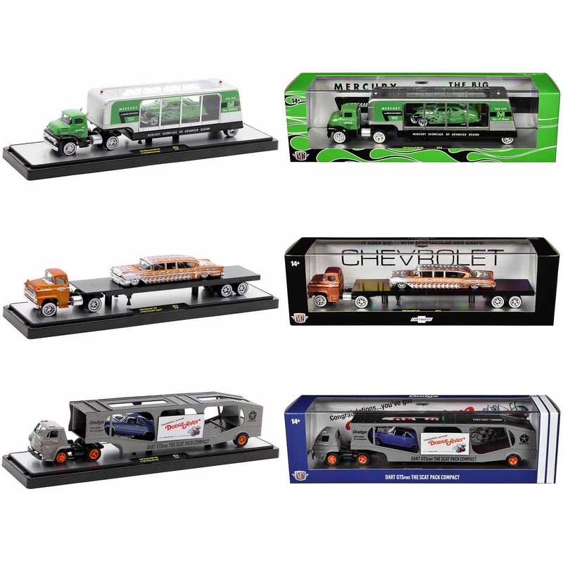 Auto Haulers Set of 3 Trucks Release 74 Limited Edition to 9000 pieces Worldwide 1/64 Diecast Model Cars by M2 Machines