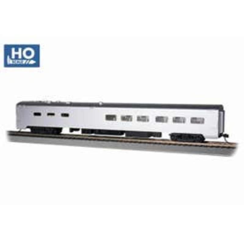 Bachmann #14803  85' SMOOTH-SIDE DINING CAR with LIGHTED INTERIOR – PAINTED, UNLETTERED ALUMINUM