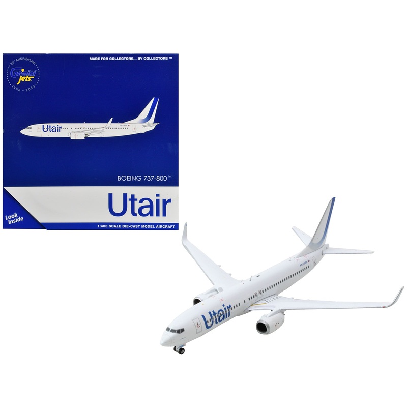 Boeing 737-800 Commercial Aircraft “Utair” White with Blue Tail Stripes 1/400 Diecast Model Airplane by GeminiJets