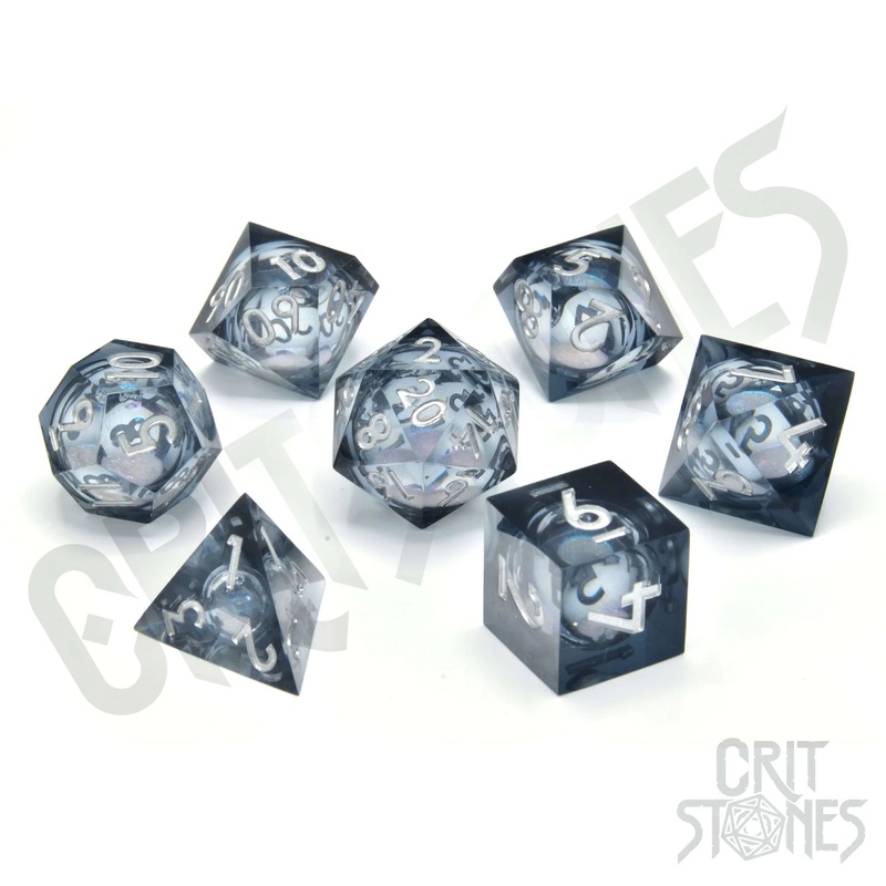 CritStones –  Resin RPG Dice Set – Nebula Night (Liquid Core)
