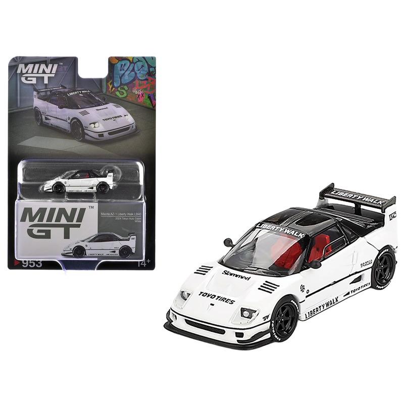 Mazda AZ-1 Liberty Walk LB40 RHD (Right Hand Drive) White with Black Top “2024 Tokyo Auto Salon” Limited Edition 1/64 Diecast Model Car by Mini GT