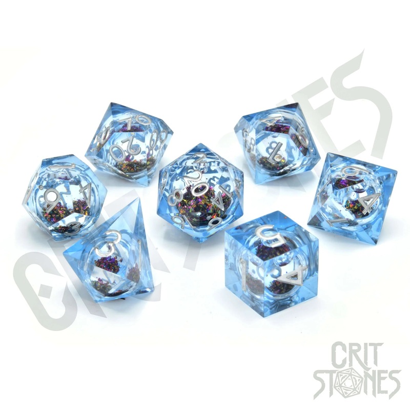 CritStones – Resin RPG Dice Set – Glimmercore (Liquid Core)