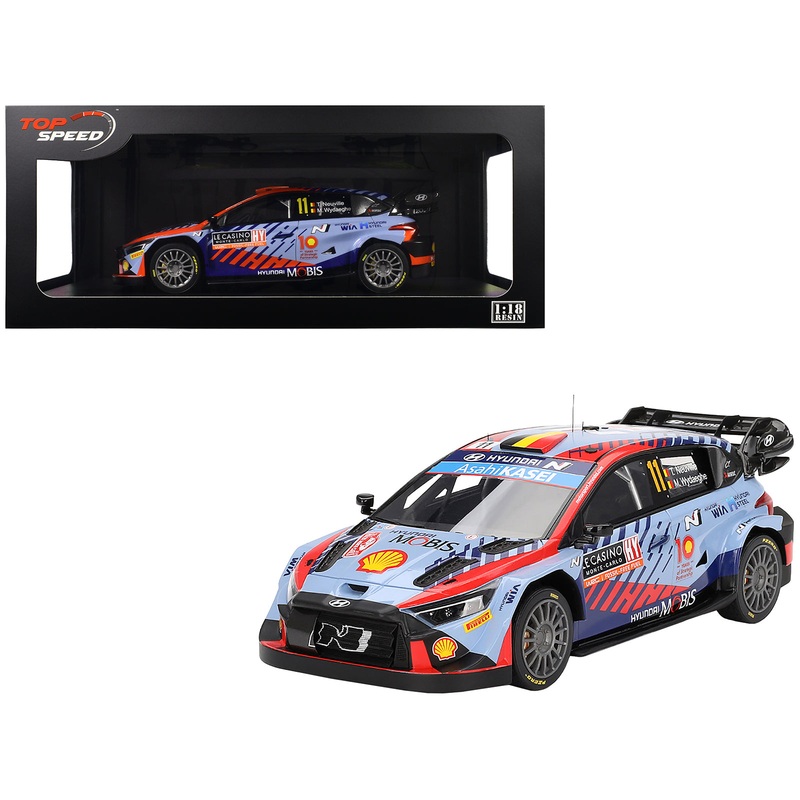 Hyundai i20 N Rally1 Hybrid #11 Thierry Neuville – Martijn Wydaeghe “Hyundai Shell Mobis WRT”  Winner WRC “Monte Carlo Rally” (2024) 1/18 Model Car by Top Speed