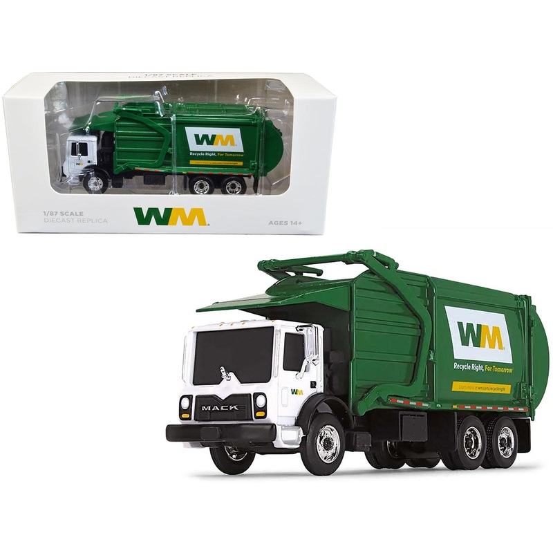 Mack TerraPro Refuse Garbage Truck with Front Loader “Waste Management” White and Green 1/87 (HO) Diecast Model by First Gear