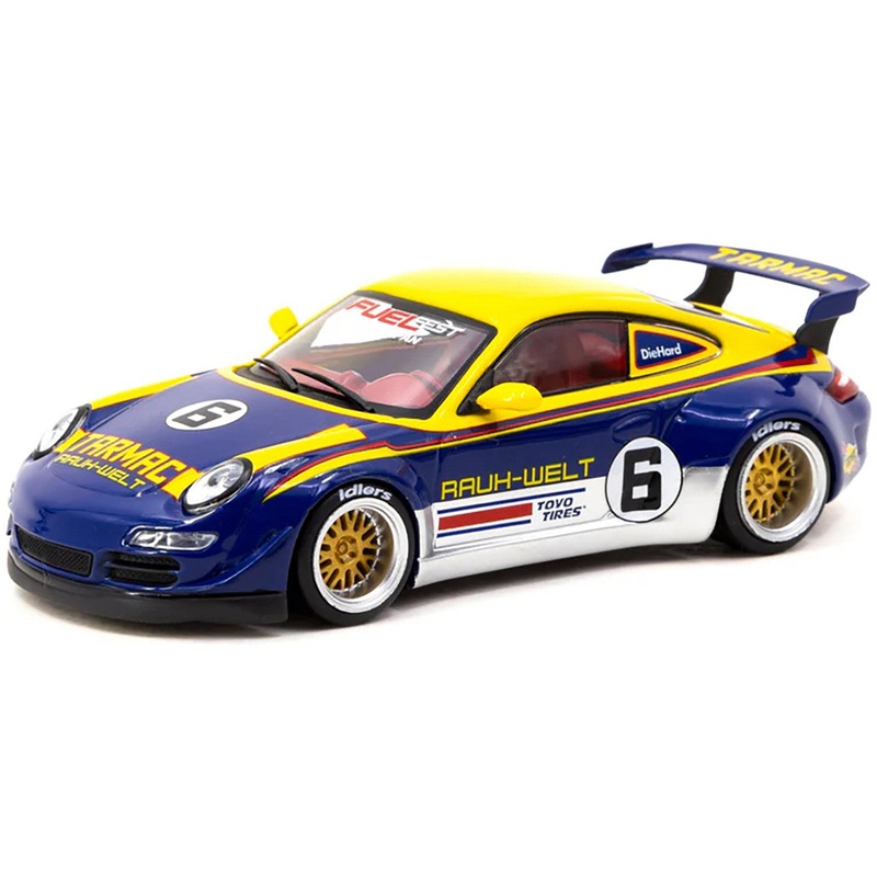 RWB 997 #6 Blue Metallic and Yellow with Graphics “FuelFest Tokyo 2023” “Hobby43” Series 1/43 Diecast Model Car by Tarmac Works
