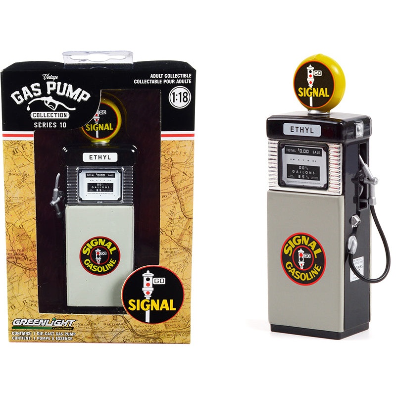 1951 Wayne 505 Gas Pump “Signal Gasoline” Black and Gray “Vintage Gas Pumps” Series 10 1/18 Diecast Model by Greenlight