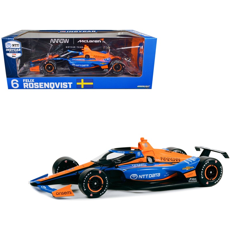 Dallara IndyCar #6 Felix Rosenqvist “NTT DATA” Arrow McLaren “NTT IndyCar Series” (2023) 1/18 Diecast Model Car by Greenlight