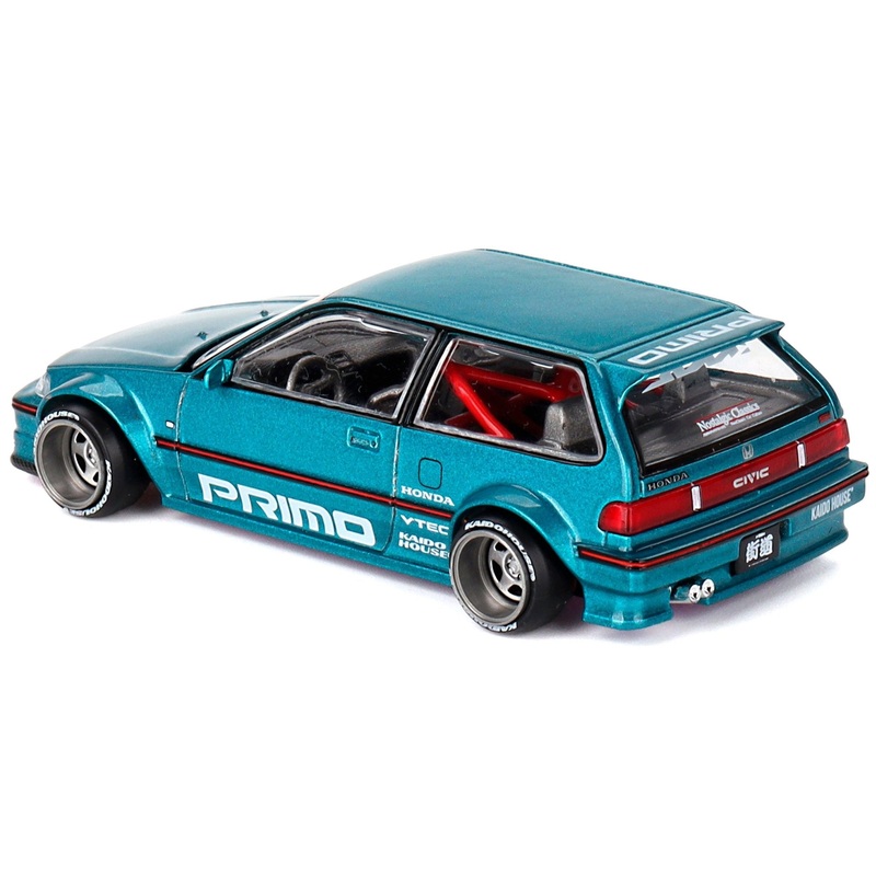 Honda Civic (EF) Kaido Works V1 Blue Metallic (Designed by Jun Imai) “Kaido House” Special 1/64 Diecast Model Car by Mini GT