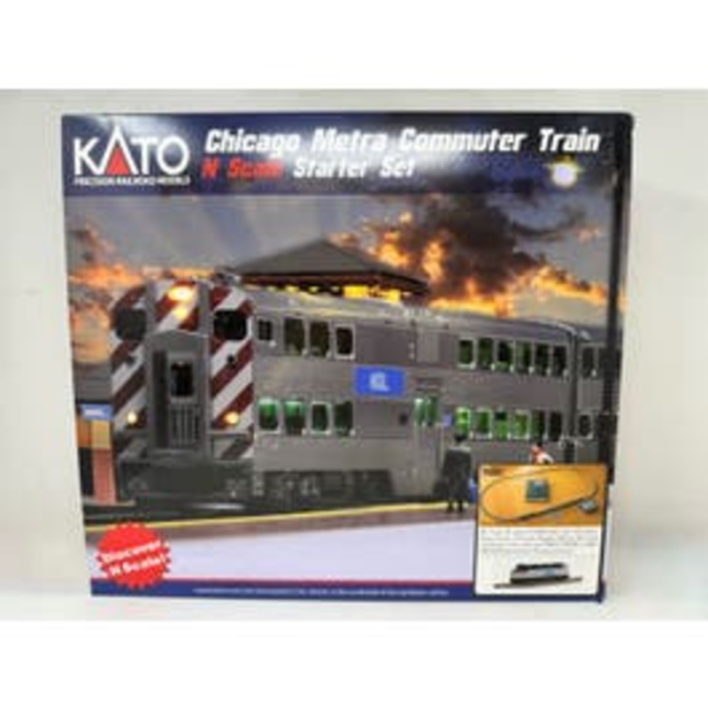 Kato 106-CHICAGO  N F40PH Chicago Metra City of Chicago, Gallery BiLevel Commuter Train Starter Set