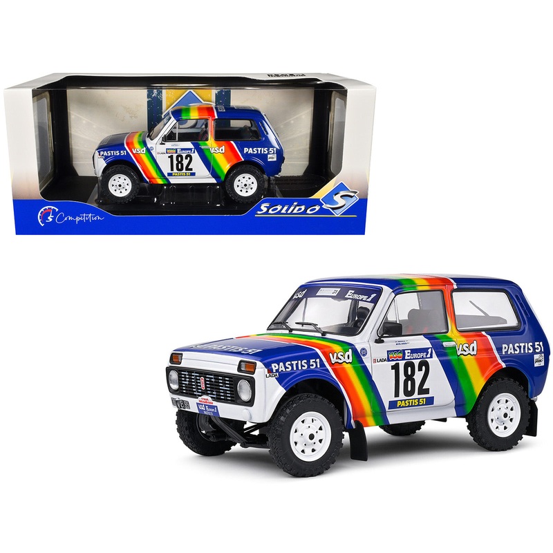 Lada Niva #182 Jean-Pierre Jabouille – Michel Sardou “ParisDakar Rally” (1984) “Competition” Series 1/18 Diecast Model Car by Solido