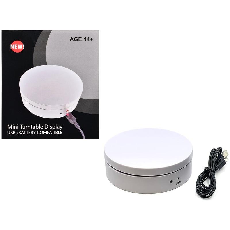 Mini Turntable Rotating Display Stand 4.75″ with White Base for 1/64 Scale Model Cars
