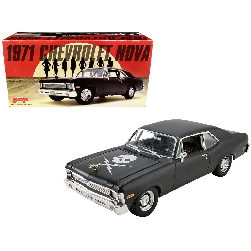 1971 Chevrolet Nova Matt Black “Death Proof” (2007) Movie Limited Edition to 792 pieces Worldwide 1/18 Diecast Model Car by GMP