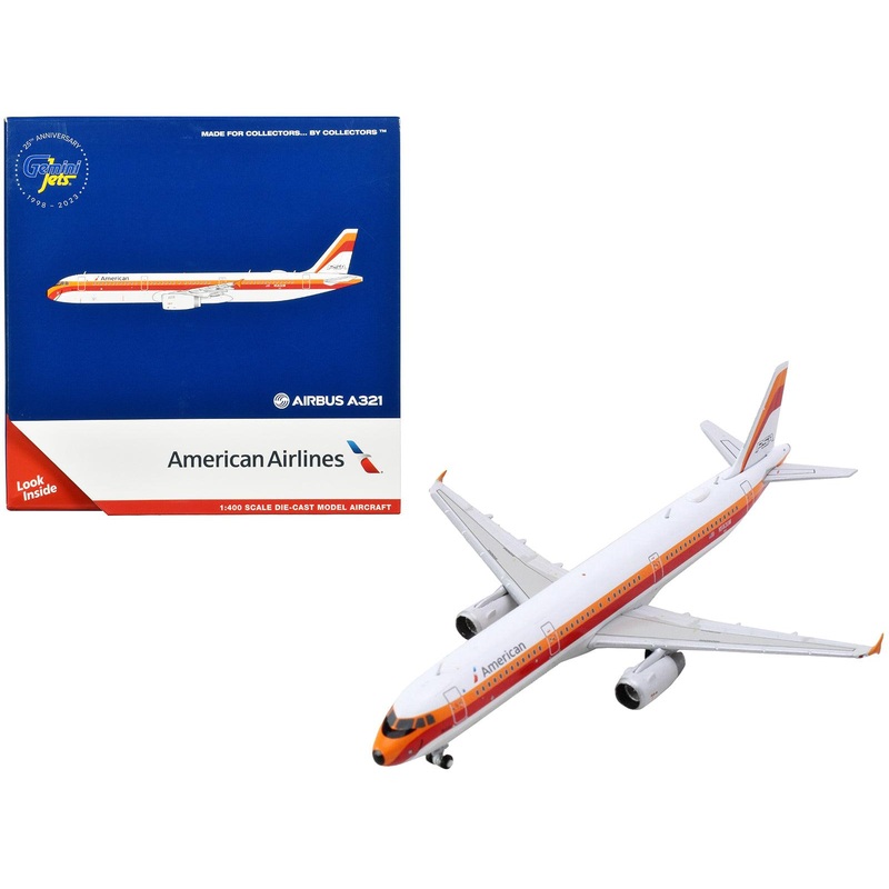 Airbus A321 Commercial Aircraft “American Airlines – PSA” (N582UW) White with Red and Orange Stripes 1/400 Diecast Model Airplane by GeminiJets