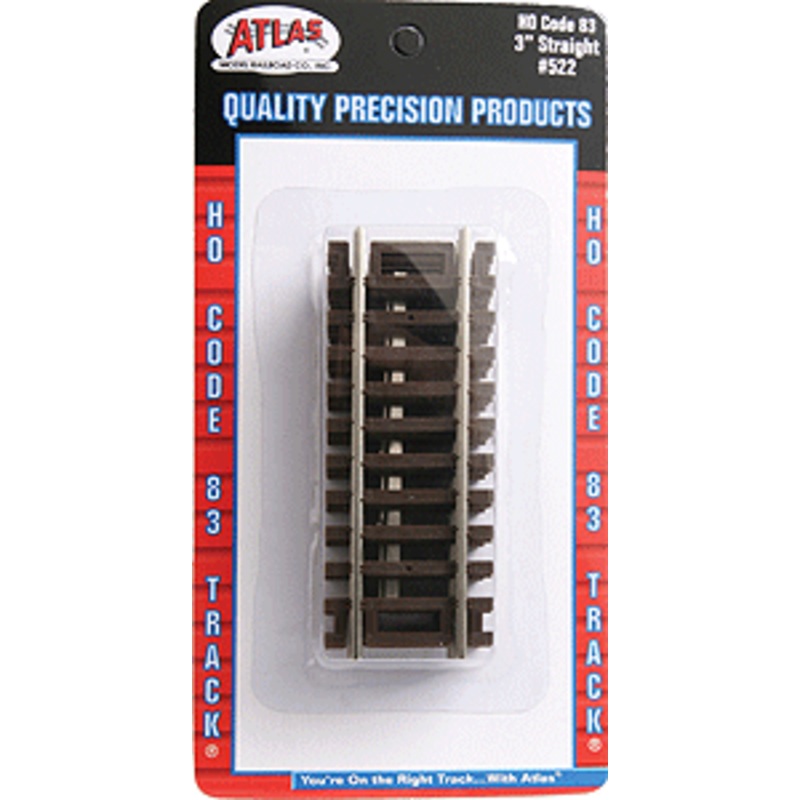 Atlas 522 HO, Code 83, 3″ Straight, 4 Pieces