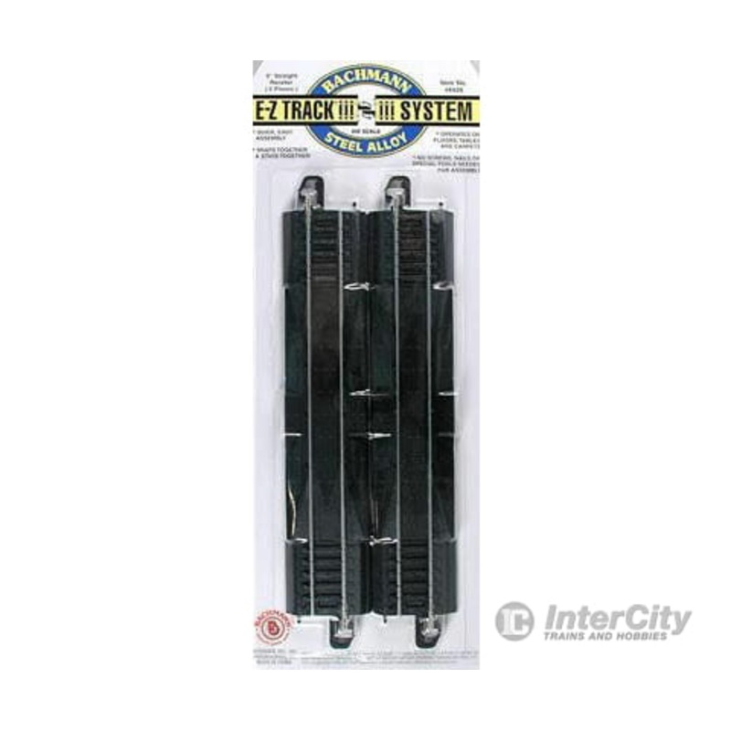 Bachmann 44428 Straight Track w/Steel Rail & Black Roadbed – E-Z Track(R) — 9″ Rerailer pkg(2)